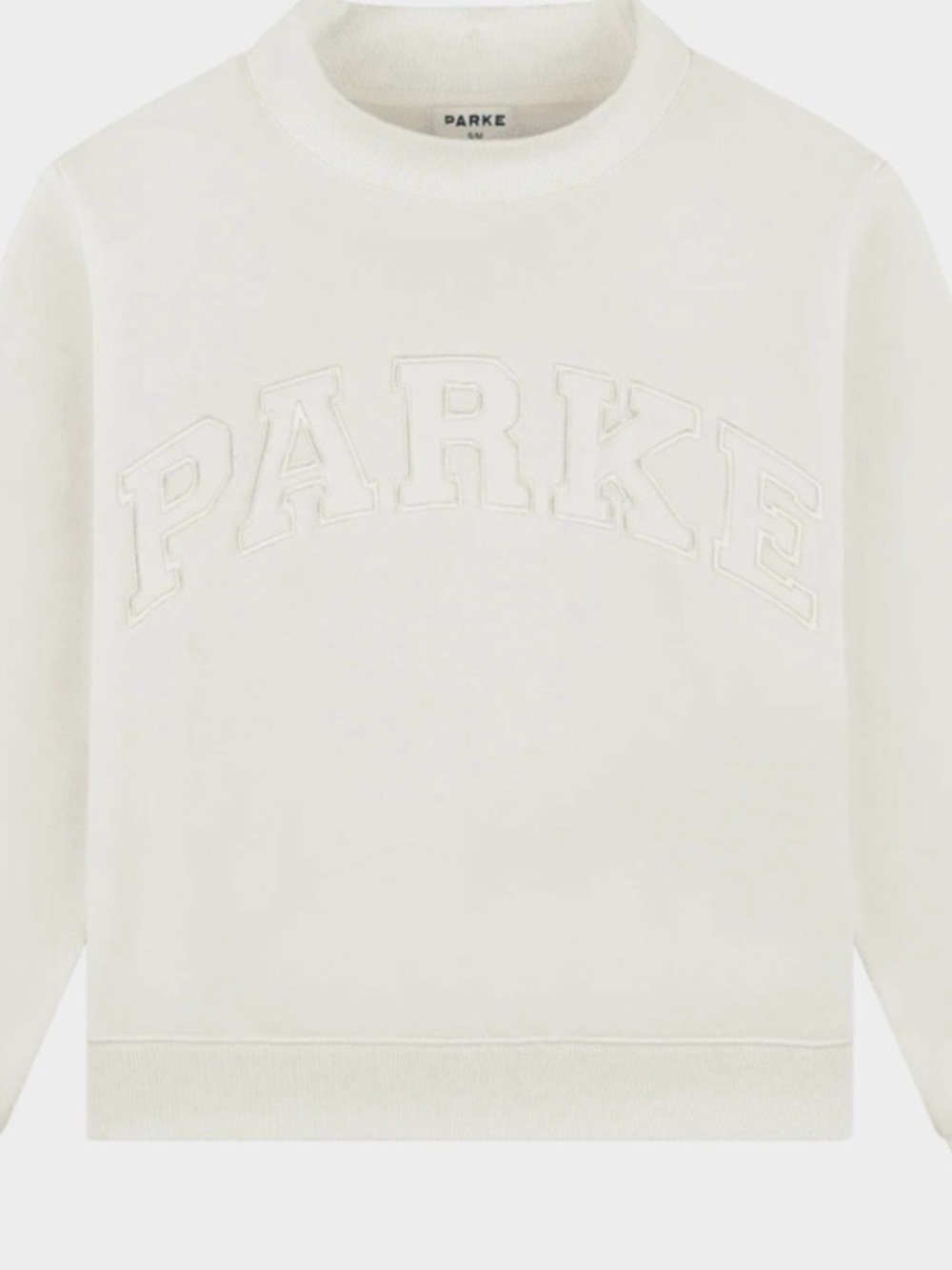 PARKE Raised Logo Cream Crewneck Sweatshirt
